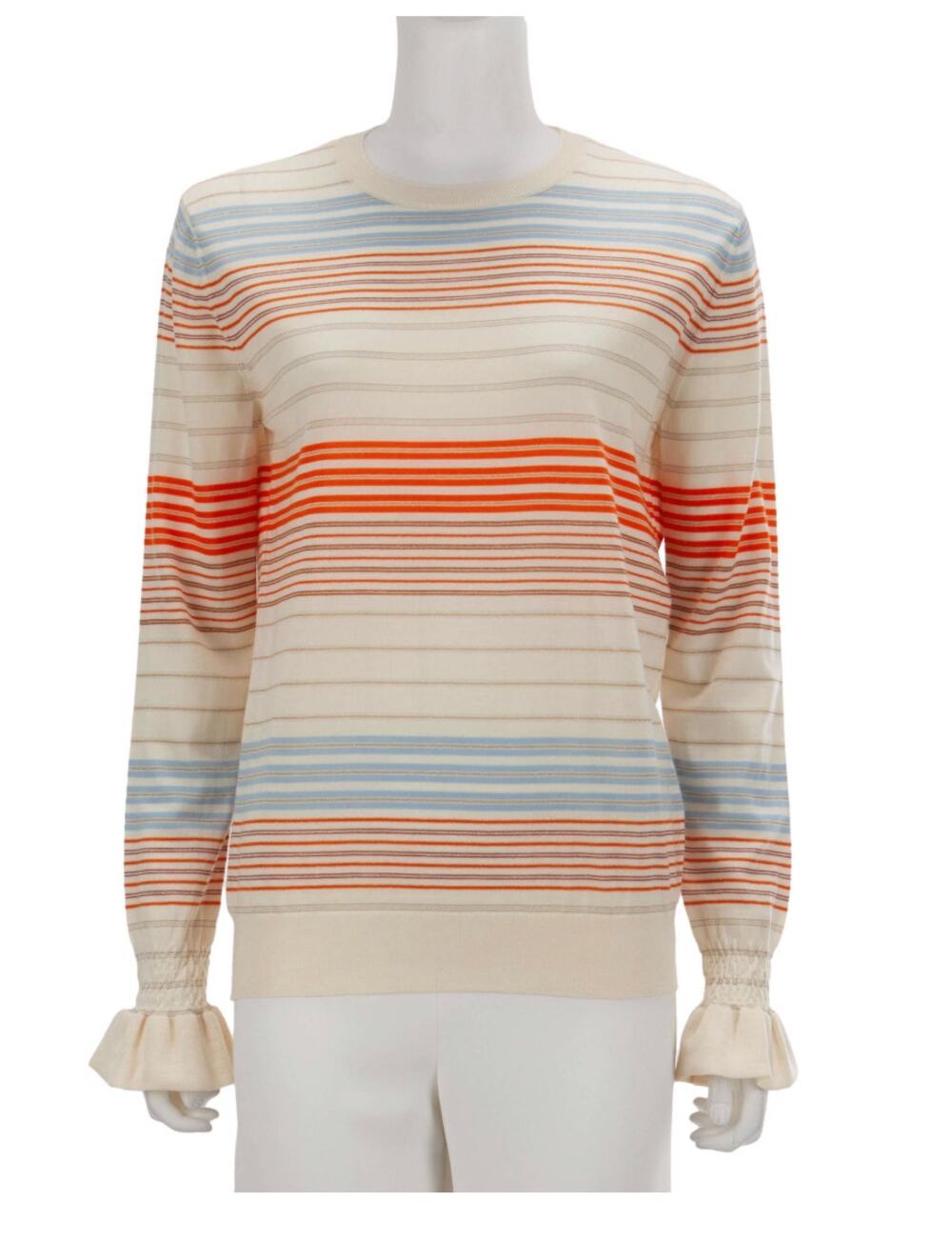 STELLA MCCARTNEY Virgin Wool Crew Neck Multi Color Striped Sweater Size 42